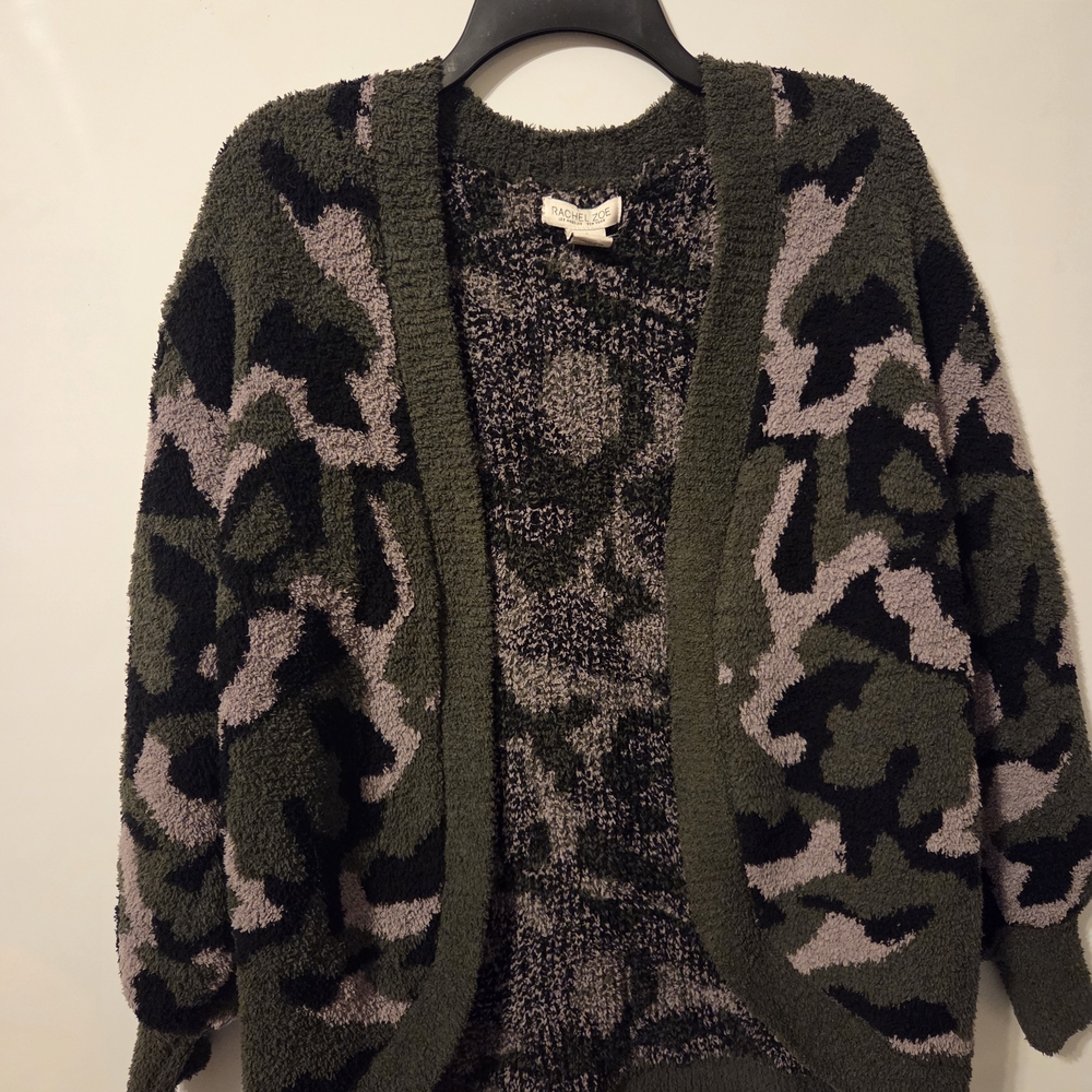 Rachel Zoe Green and Black Patterned Cardigan